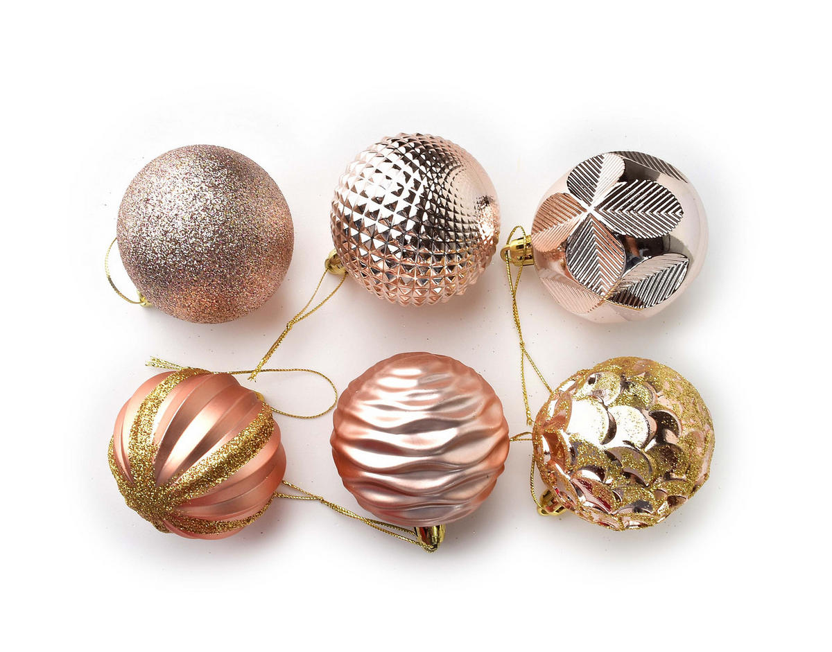 WEIHNACHTSKUGEL-SET SANTA LILA 12-tlg Kupfer 6cm Kunststoff - Kupferfarben, Kunststoff (24.5/6/6cm) - Mondex