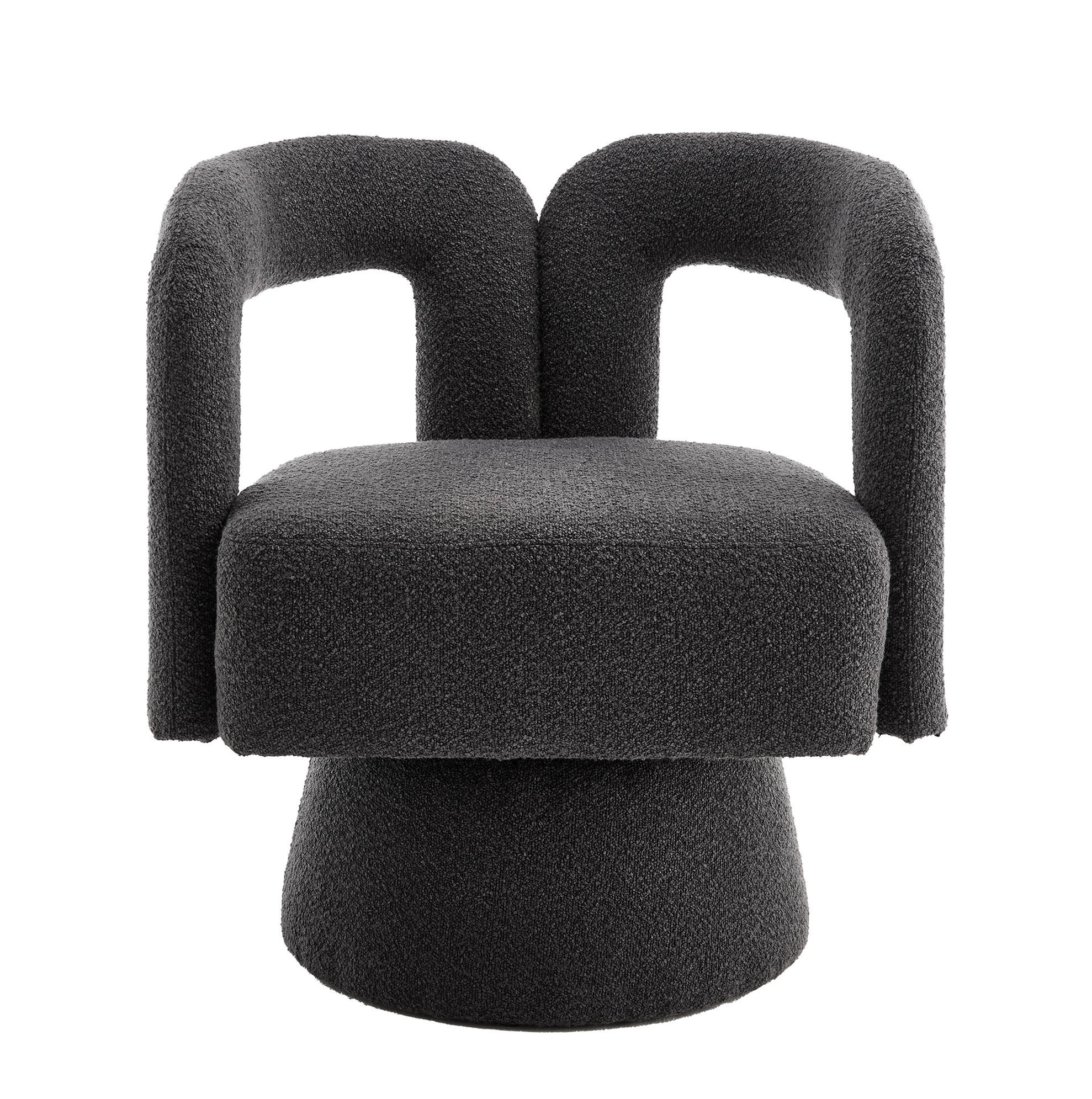 OTOČNÉ křeslo 67/55/74 cm tmavě šedé z buklé tkaniny s 360° otáčením - tmavě šedá, textil (55/74/67cm) - OKWISH