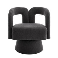 OTOČNÉ kreslo 55/67/74 cm tmavosivé z bouclé s 360° otáčaním a čalúnenými podrúčkami - tmavosivá, textil (55/74/67cm) - OKWISH