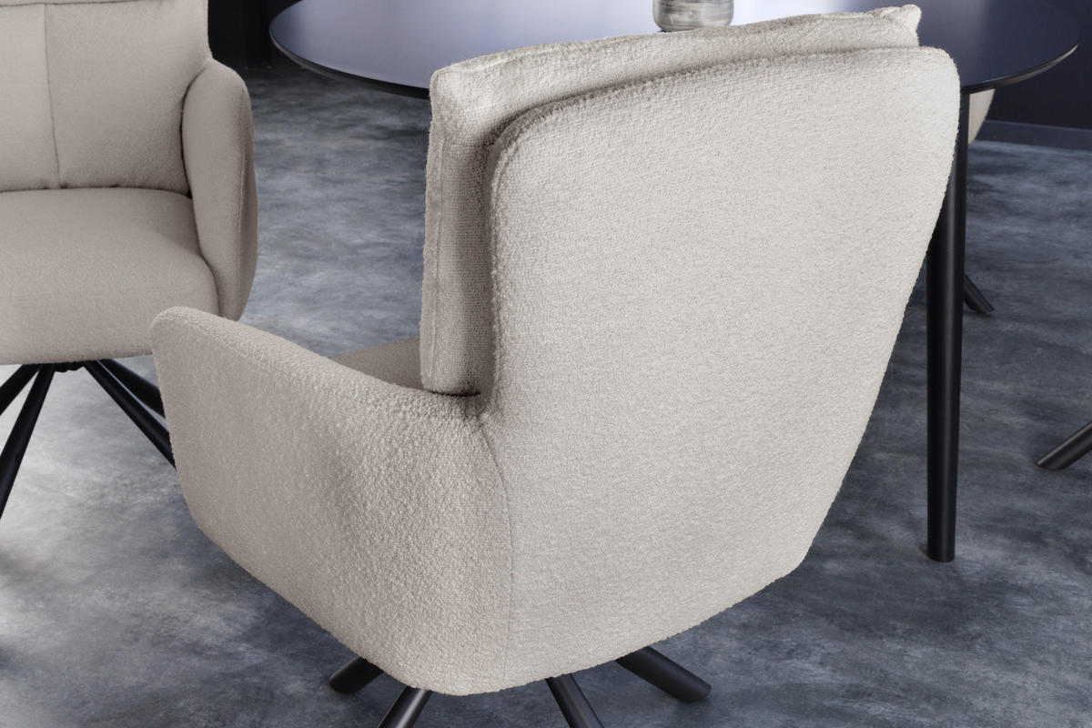 ARMLEHNSTUHL BIG GEORGE Bouclé Greige - Taupe/Beige, Textil/Metall (60/92/67cm) - riess-ambiente