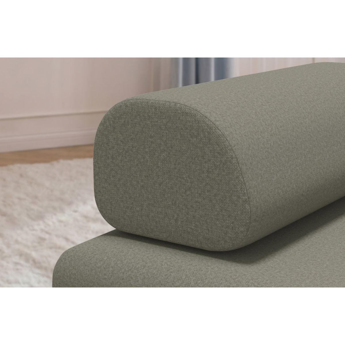 AUSZIEHBARES Schlafsofa für 2-3 Personen, glatter taupefarbener Stoff - Taupe, Textil (95/70.5/190cm) - Kimo