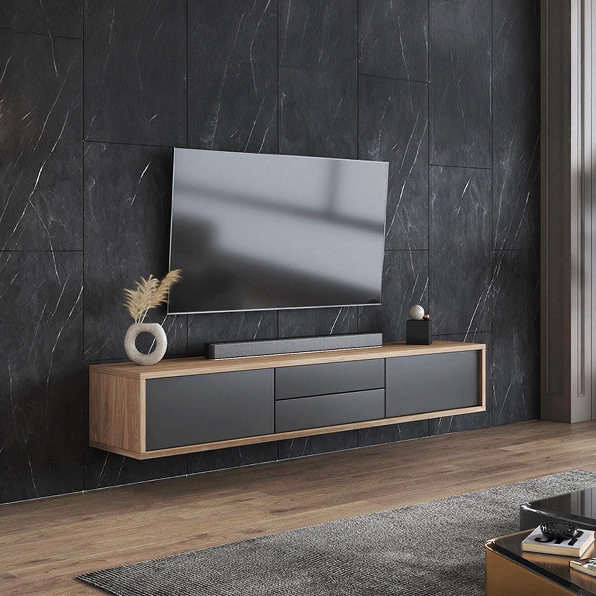 TV OMARICA Idra Siva in lesena - siva, leseni material (180/32/36cm) - Petits-meubles