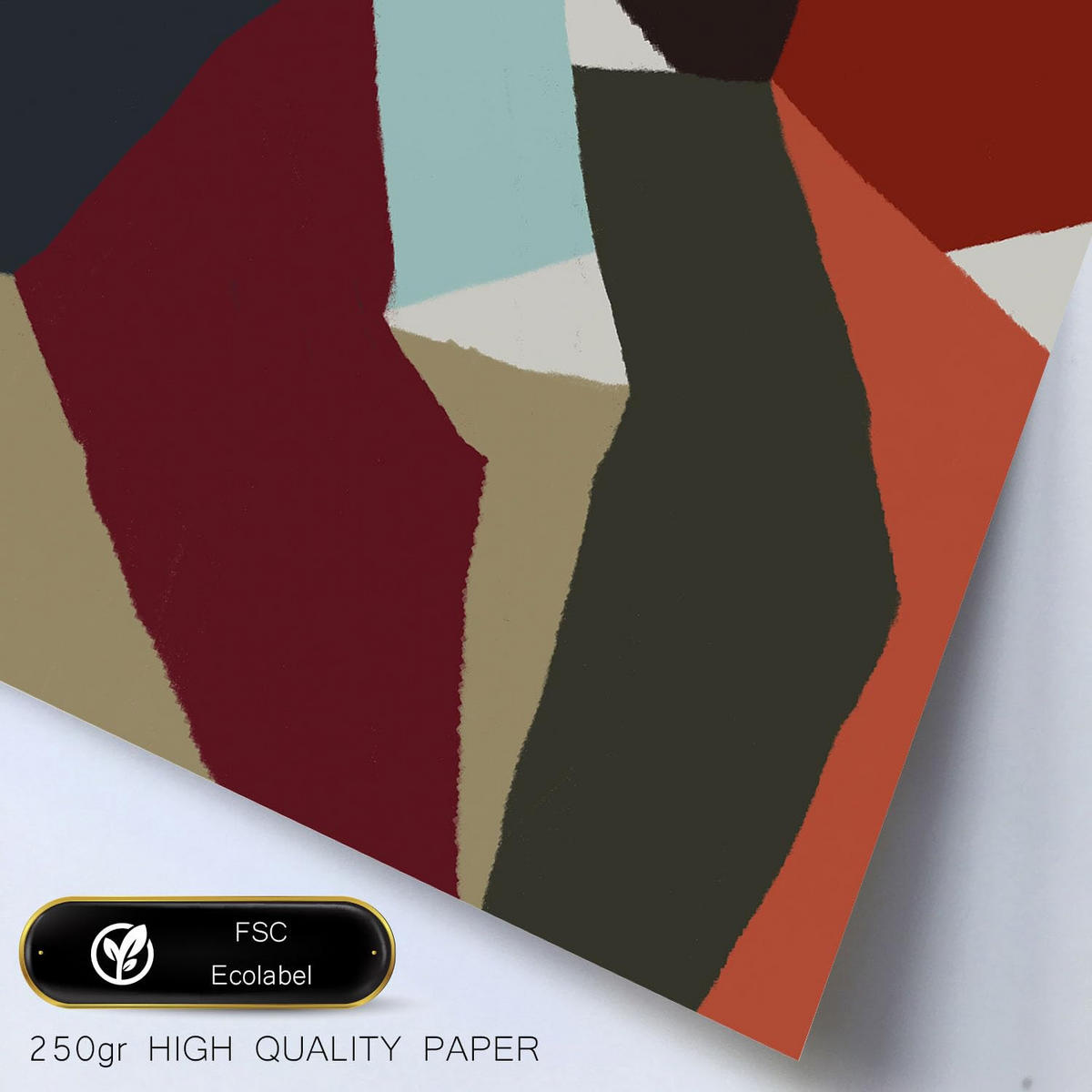 POSTER Set Mit 6 Farbige Kanten In Form Abstracts Ästhetische Dekorative Gemälde Für Ihr Wohnzimmer, Schlafzimmer, Zuhause A3 & A4 Schwarzer Rahmen - Schwarz, Papier (29/3cm) - Nacnic