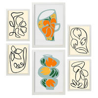 POSTER Set Mit 6 Demodierte Vase In Blume Zusammenfassung Ästhetische Dekorative Gemälde Für Ihr Wohnzimmer Schlafzimmer Zuhause A3 & A4 Weißer Rahmen - Weiß, Papier (29/3cm) - Nacnic