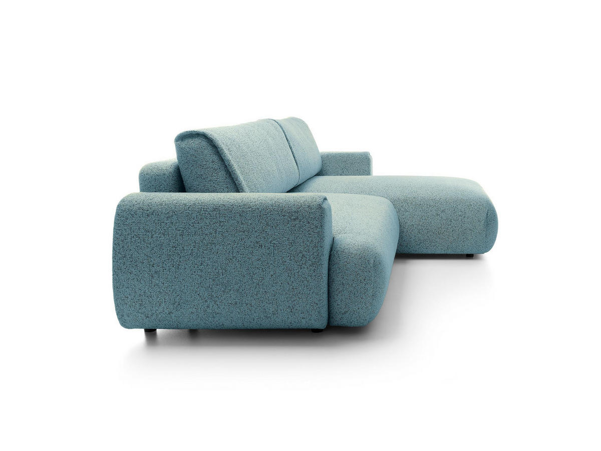ECKSOFA ZEST Blau Geflochtener Stoff mit Schlaffunktion - Blau, Holz (270/167cm) - MASSENO