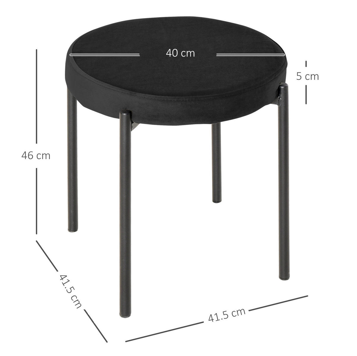 ESSZIMMERHOCKER 4er-Set 41,5/41,5/46 cm Schwarz aus Metall stapelbar - Schwarz, Metall (41.5/46/41.5cm) - OKMYHOME