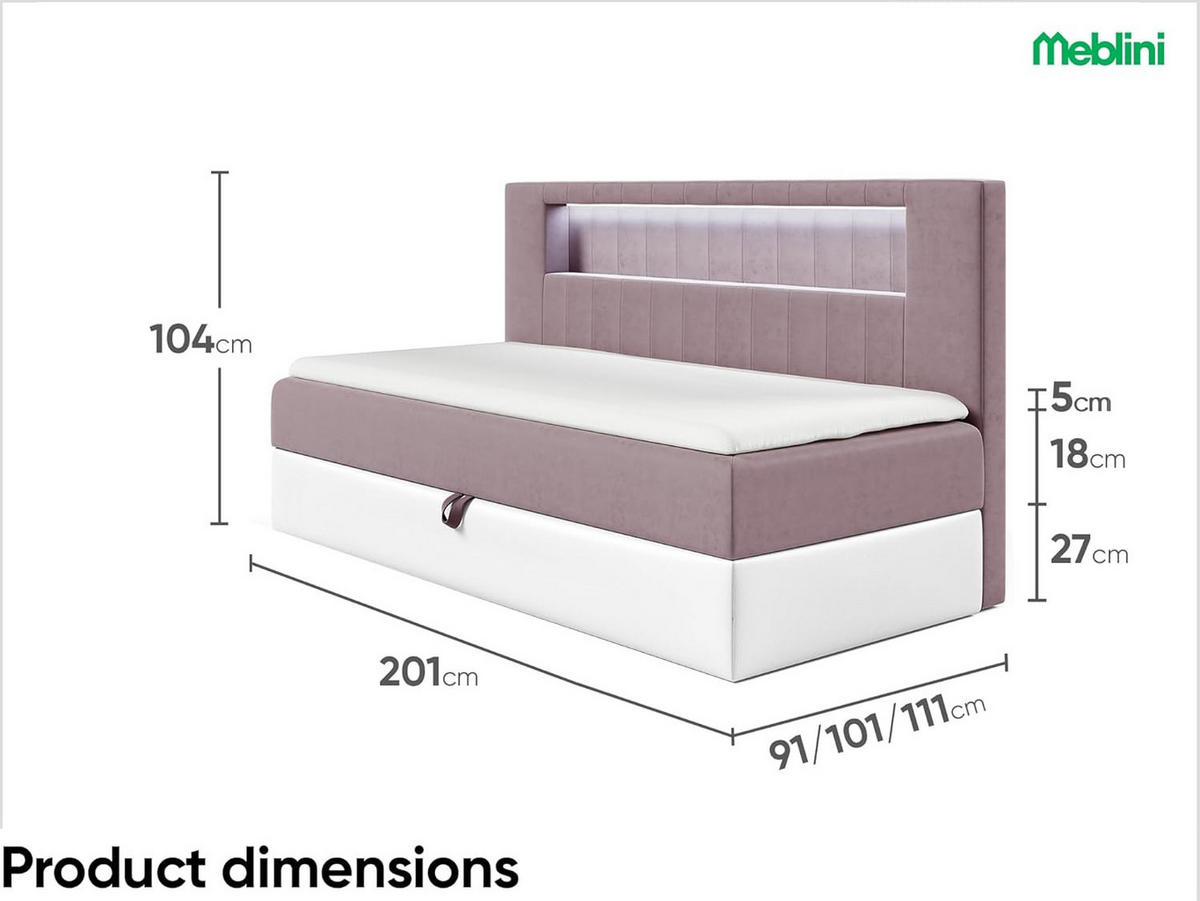 KINDERBETT GARETH 2 - Lila/Weiß, Holzwerkstoff (111/201cm) - Meblini
