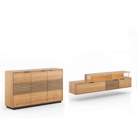 WOHNWAND Tirano 2er-Set Eiche Natur / Lamellen schwarz - Eichefarben/Multicolor, Holz/Metall (354/84/39cm) - Feldmann-Wohnen