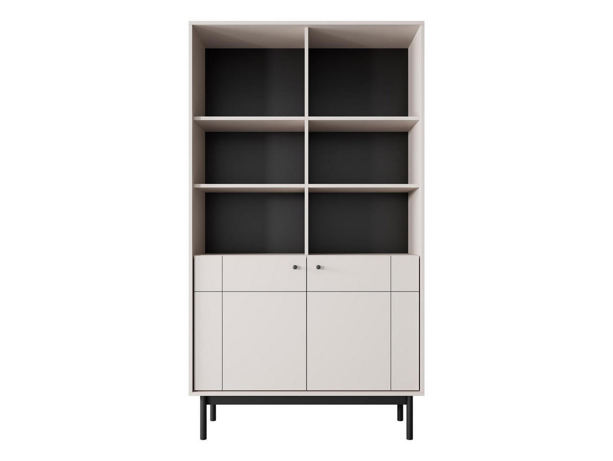 REGAL Panda Beige, Schwarze Beine, Bücherregal - Beige/Schwarz, Holzwerkstoff (104/184/39cm) - Bettso