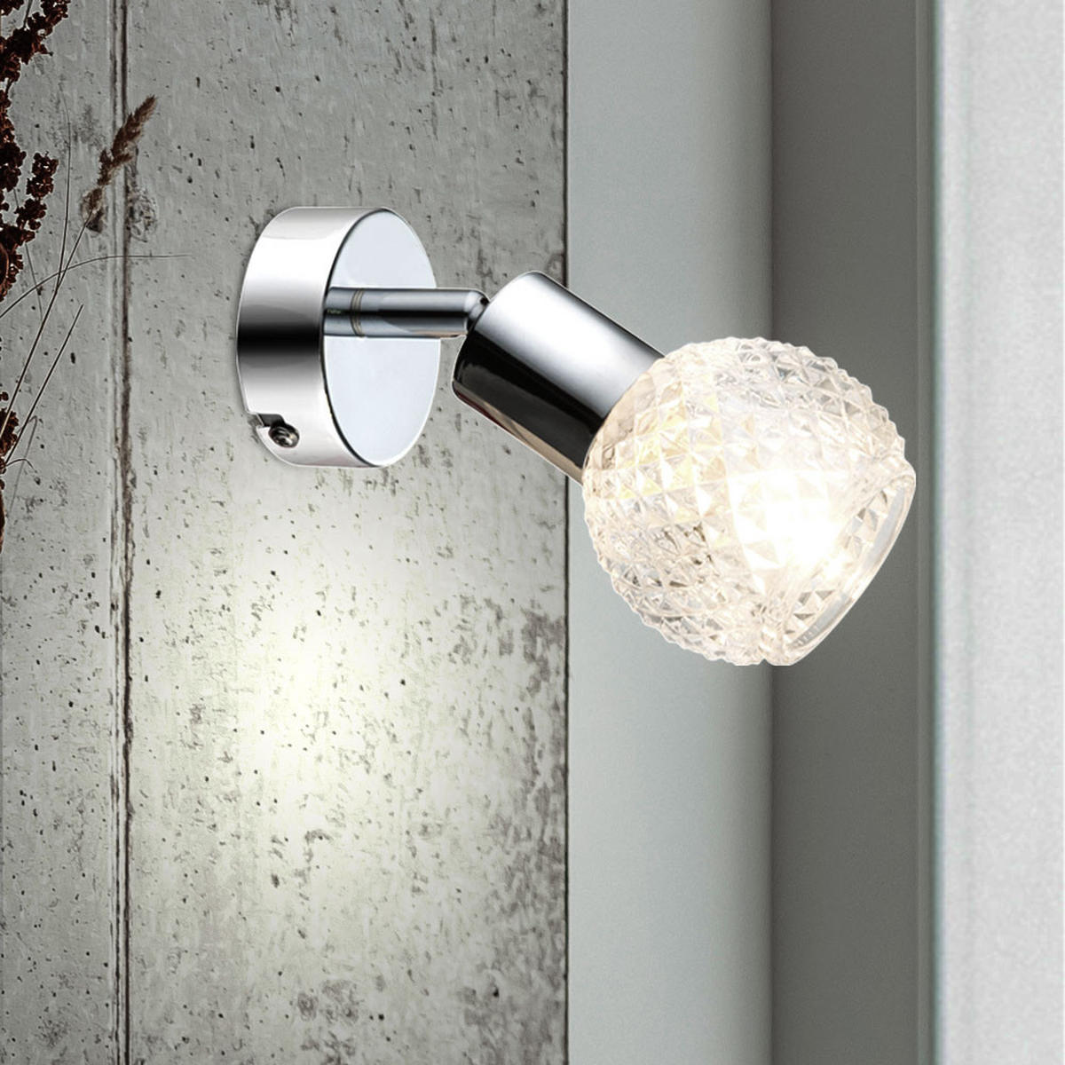 WANDLEUCHTE Chrom Glas Silber - Silberfarben, Glas (8/15.5/17cm) - Globo Lighting