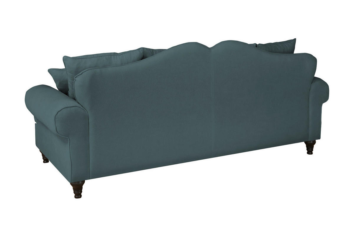 SOFA blaugrün Landhaus, Couch 3,5-Sitzer 230 cm - Dunkelgrün, Holz/Textil (230/95/100cm) - Furn.Design
