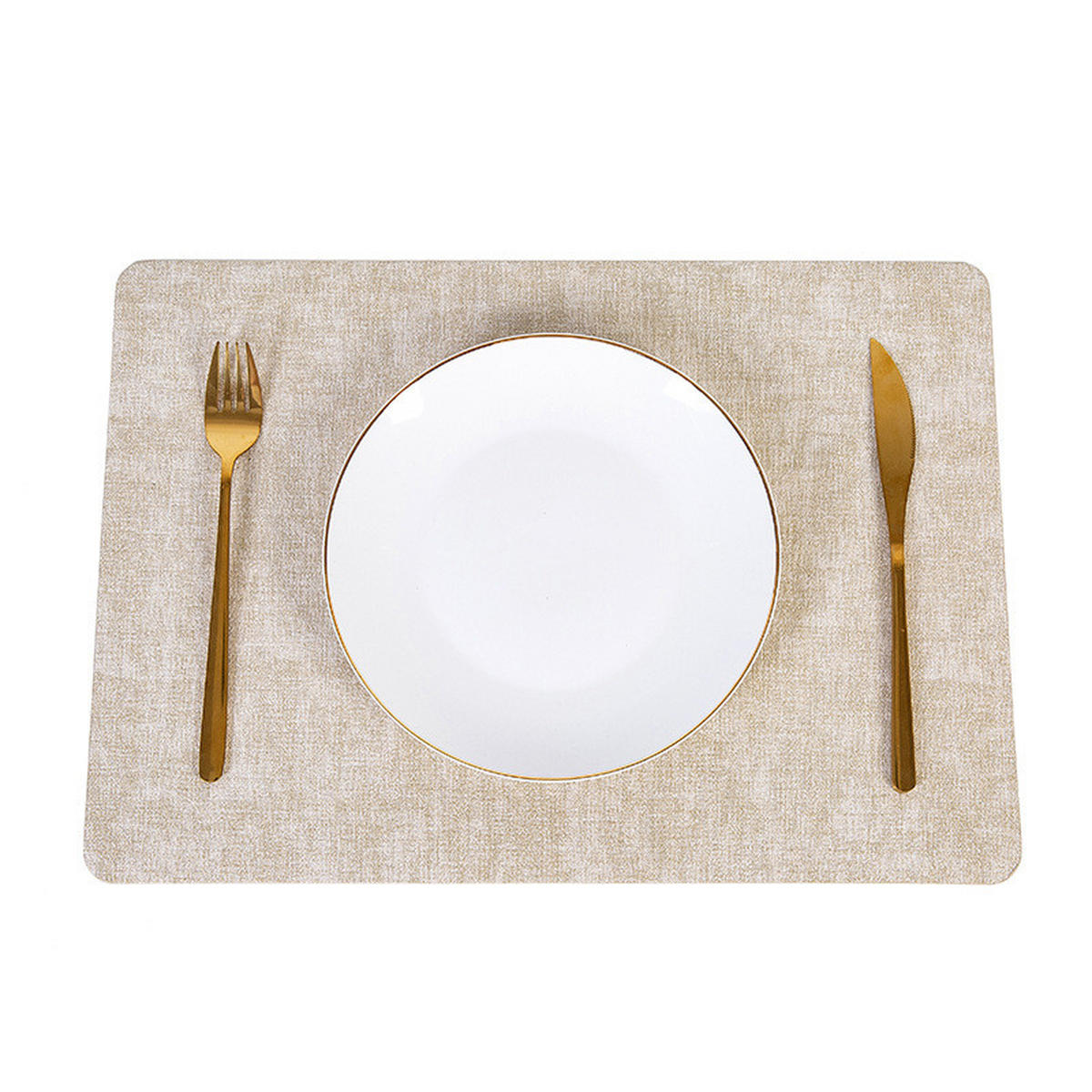 PLATZSET 4-teilig – 43 x 30 cm – Beige - Beige, Leder (43/30cm)