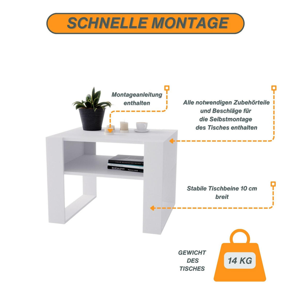 COUCHTISCH Karo65 65/45/53,6 - Weiß, Holzwerkstoff (54/65/45cm) - RAUMHIRSCH FURNITURE