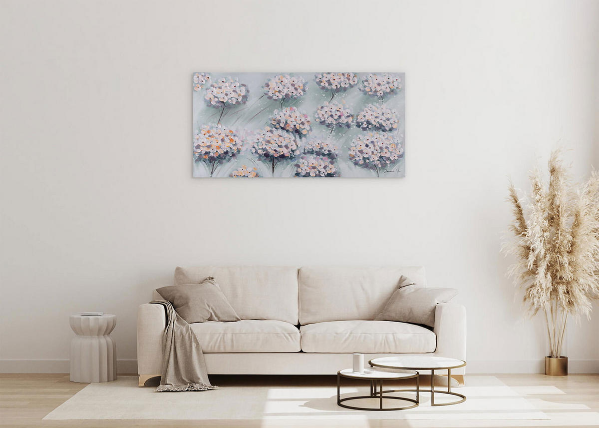 ACRYLBILD HANDGEMALT 120/60 cm - Blau/Grau, Holz/Textil (1.68/60cm) - KUNSTLOFT