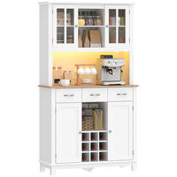 BUFFET DE-11344 LED-Licht & Weinkeller, 4 Türen, 3 Schubladen Weiß - Weiß, Holzwerkstoff (39.5/180/100cm) - ComfortXL