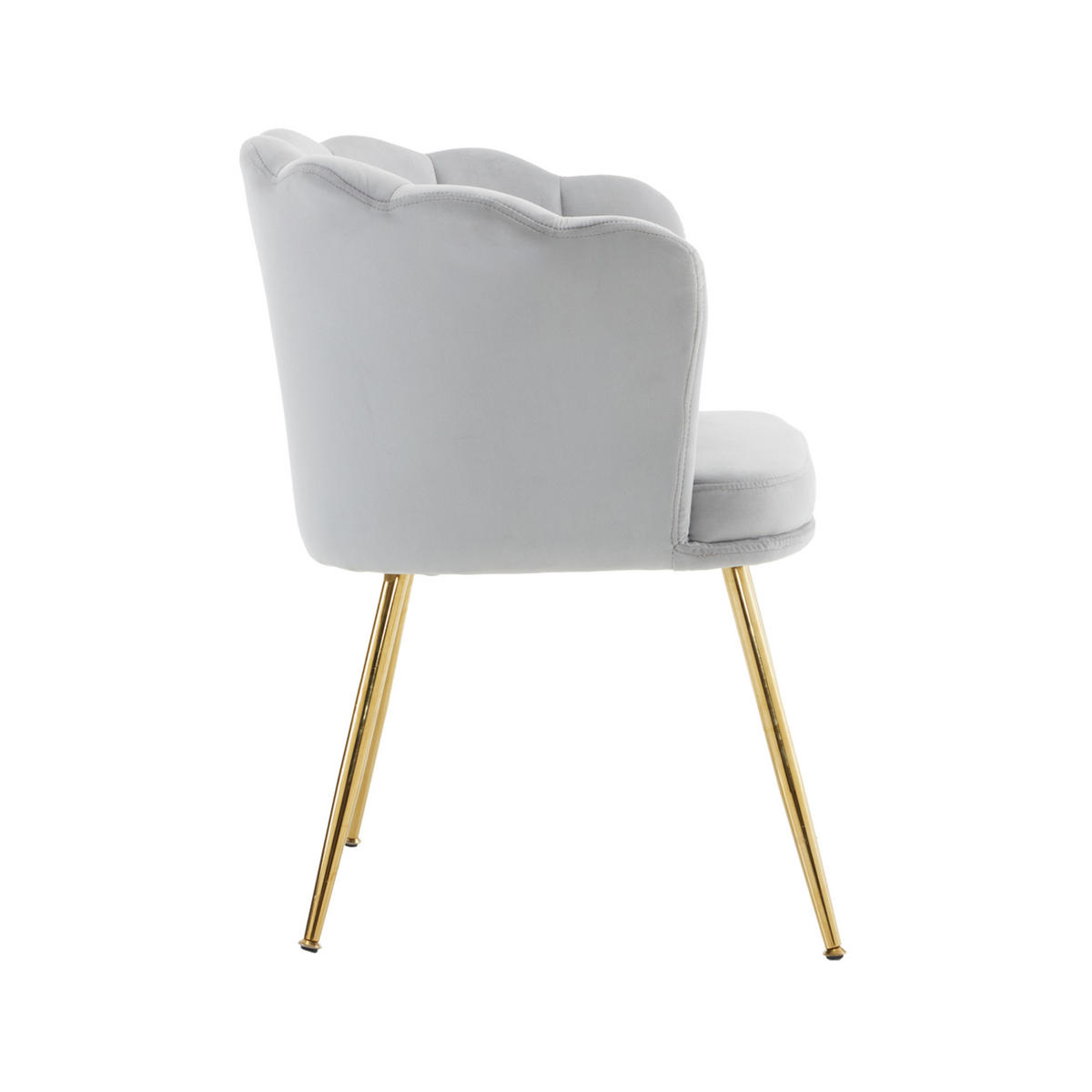 SESSEL 63x58x77 cm in Grau, Samt Blütenblatt, 9 cm Polster, vergoldete Metallbeine, ergonomisch - Grau, Textil (58/77/63cm) - Modfu