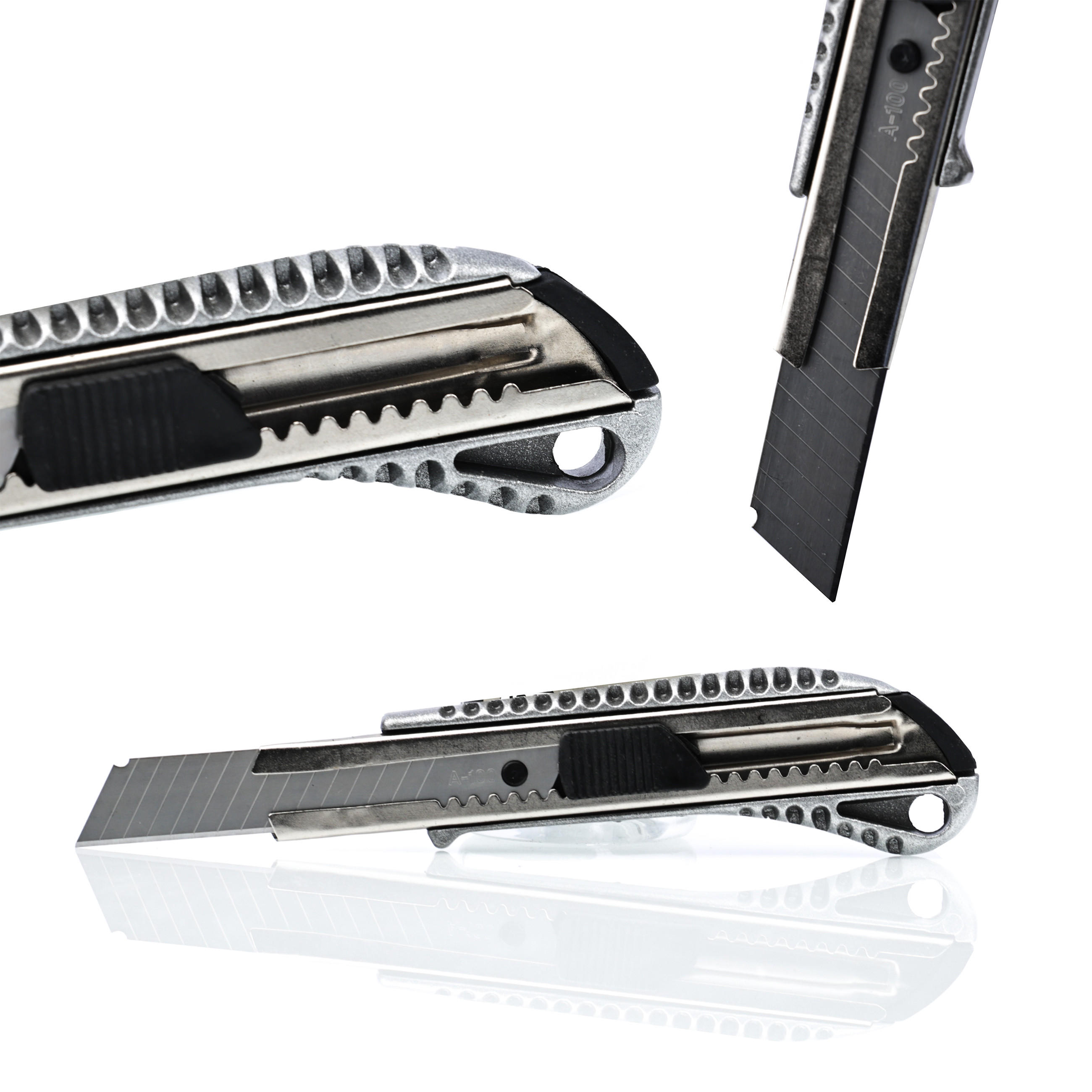 TAPETENMESSER Universal - Abbrechklinge 18 mm, Aluminiumgehäuse, Länge 155 mm, Stahlklinge - Multicolor, Kunststoff/Metall