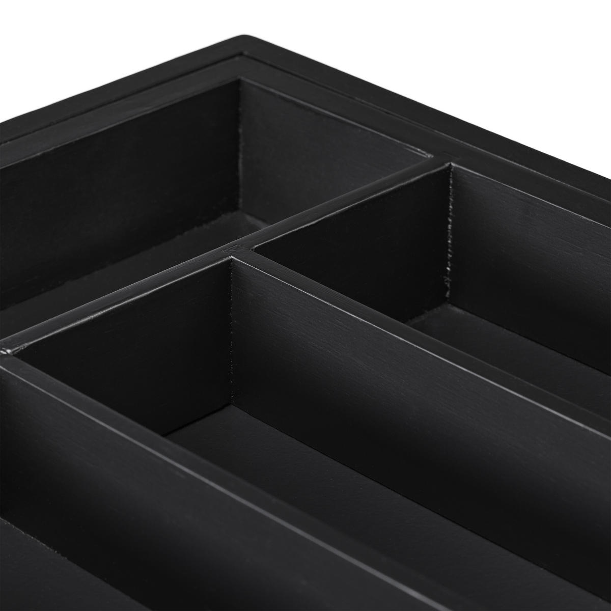 BESTECKKASTEN - Schwarz, Holz/Holzwerkstoff (48.5/5.5/37cm) - Relaxdays