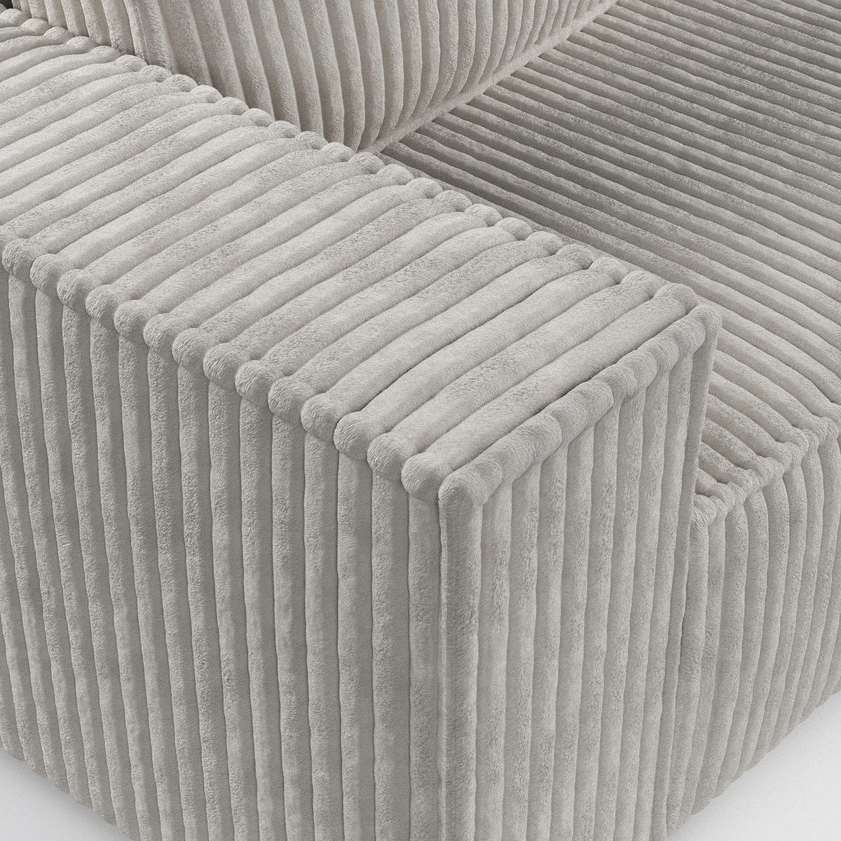 ECKSOFA Maze Beige grau Plüsch - Rechts Seite - Greige/Schwarz, Holz/Holzwerkstoff (294/185cm) - Maison de Reve