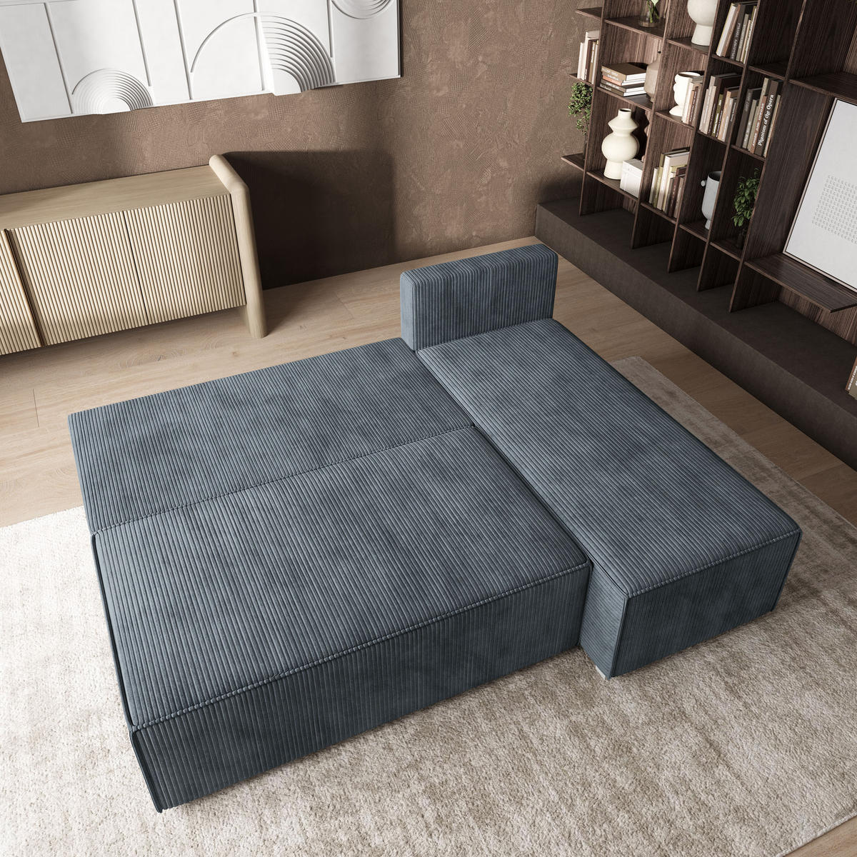 ROHOVÁ SEDAČKA BRISO šedá - šedá, dřevo/textil (200/140cm) - MASSENO