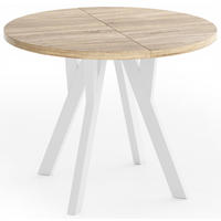 ESSTISCH Vero rund ausziehbar verlängerbar, Eiche Sonoma Hellbraun 80-130/80/77 cm - Braun/Weiß, Holz/Holzwerkstoff (80/130/76.5cm) - WFL GROUP