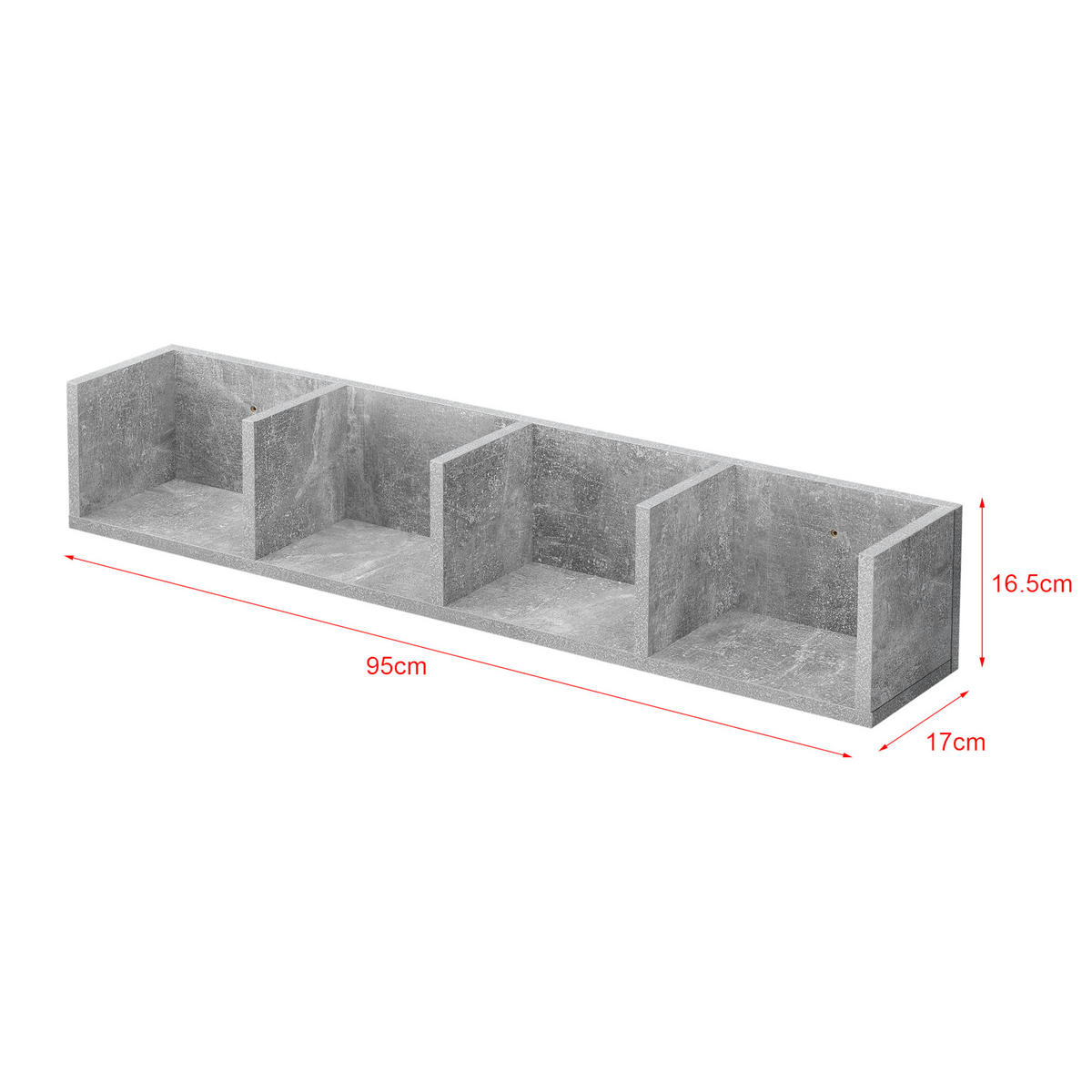 WANDREGAL Ekerö - Grau, Holzwerkstoff (95/16.5/17cm) - [en.casa]