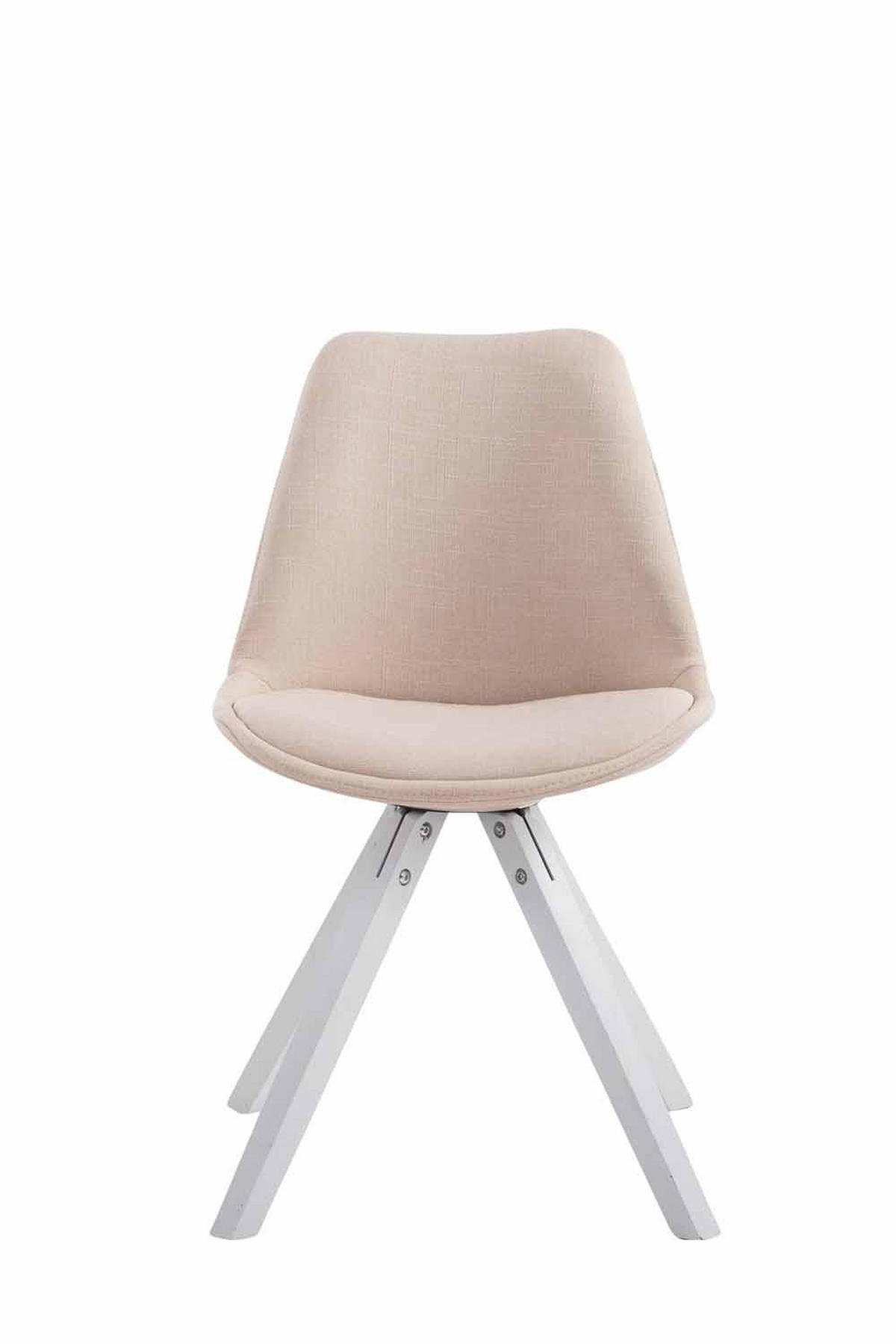 STUHL Stoff creme - Creme/Weiß, Holz/Textil (48/84/56cm) - CLP
