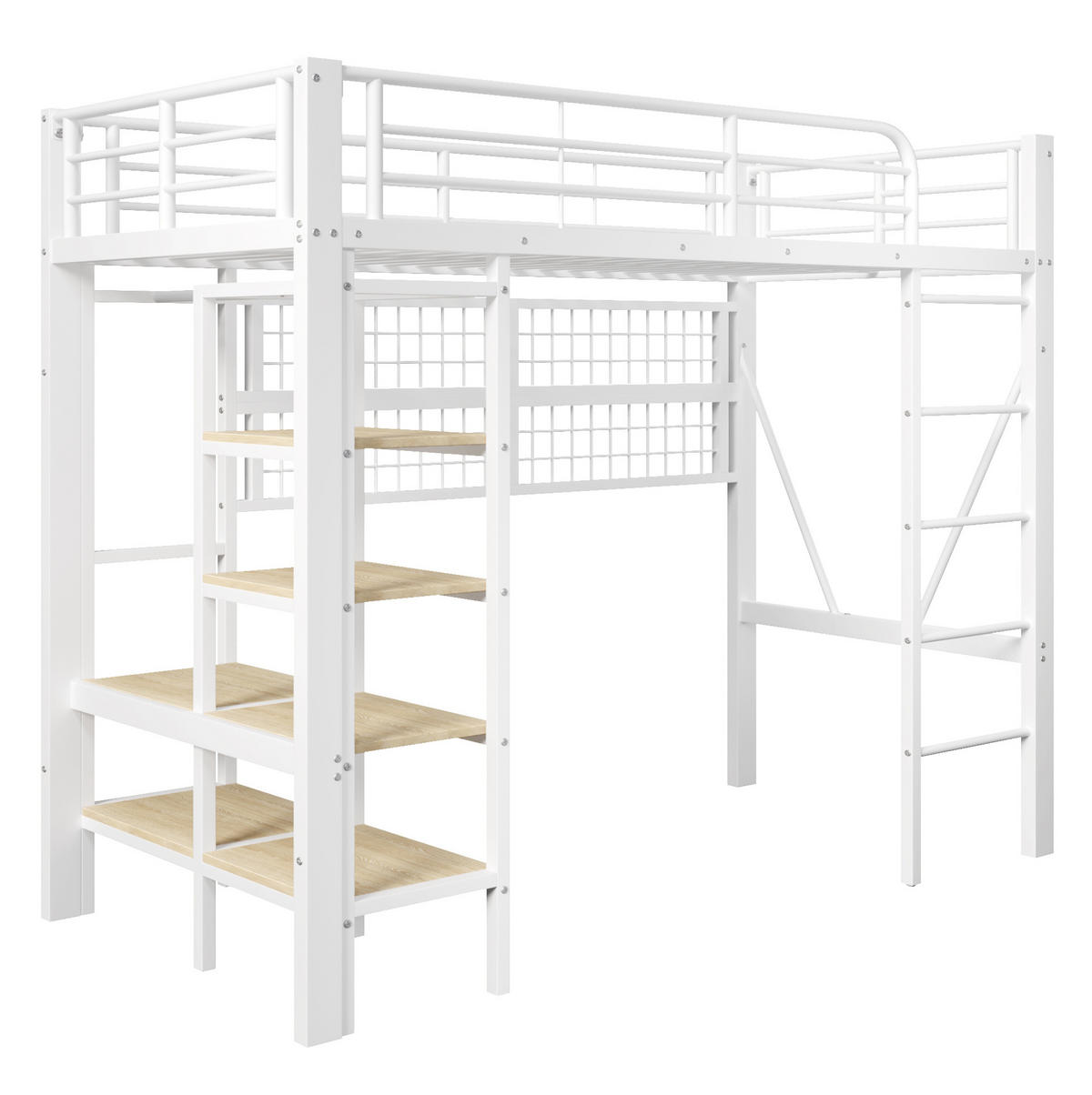 HOCHBETT 90/200 cm in Weiß mit LED-Lichtleiste und Ablagefach - Weiß, Metall (90/200cm) - BEAOK
