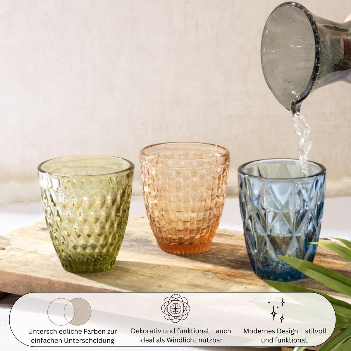 TRINKGLÄSER SET PORTO - 6 teilig - Multicolor, Glas - Sänger