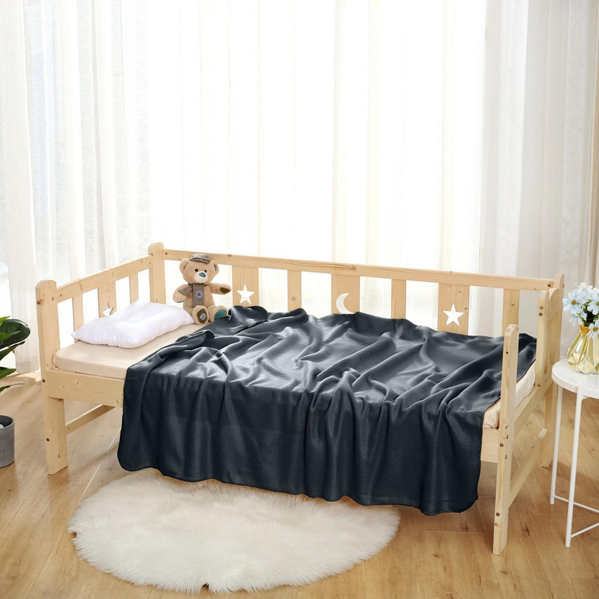 FLEECEDECKE 10er Set dunkelgrau 130/160 cm Kettelrand Anti-Pilling - Dunkelgrau, Textil (130/160cm) - wometo