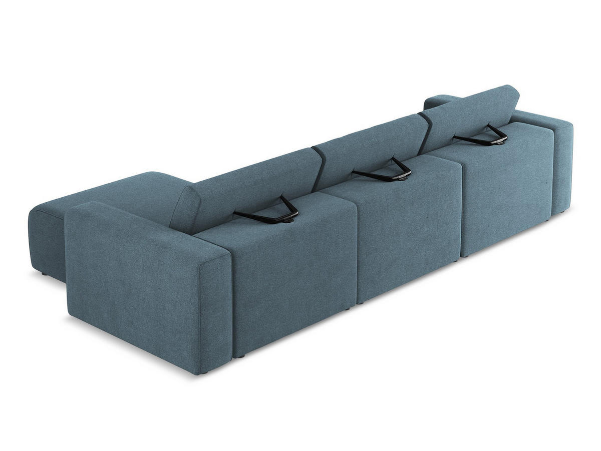 ECKSOFA Links Strukturstoff Stoff Blau - Blau/Schwarz, Kunststoff/Textil (314/167cm) - Makamii