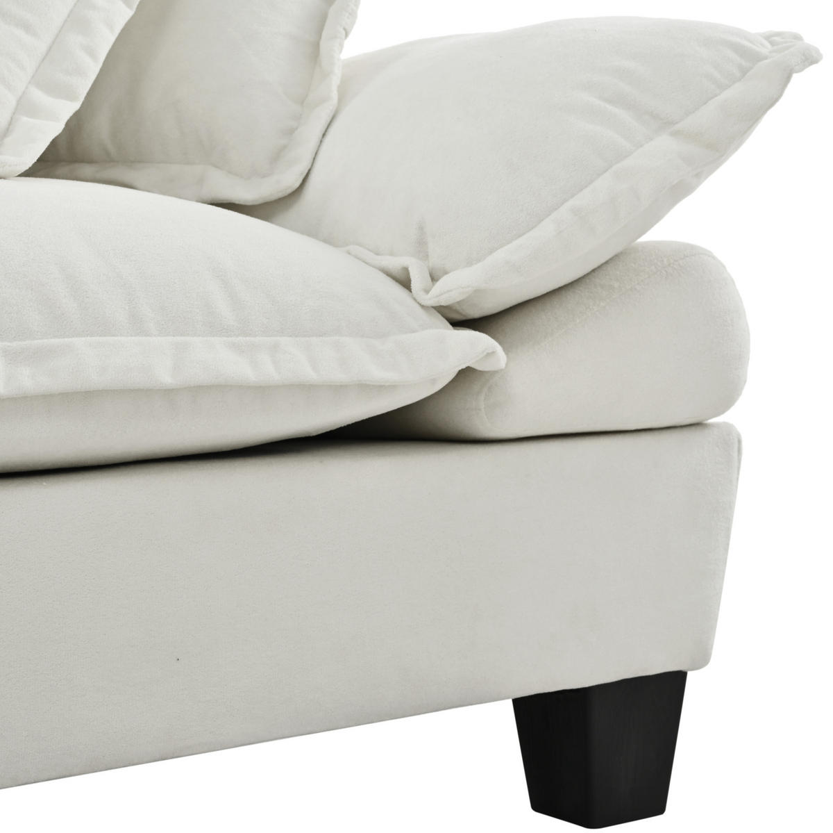ECKSOFA 263/151/90 cm Beige aus Chenille mit 2 Ottomanen - Beige, Textil (151/263cm) - OKWISH