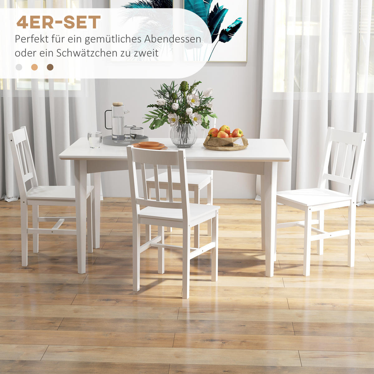 ESSZIMMERSTÜHLE 4er-Set Weiß 46.5/41.0/85.5 cm - Weiß, Holz (41/85.5/46.5cm)
