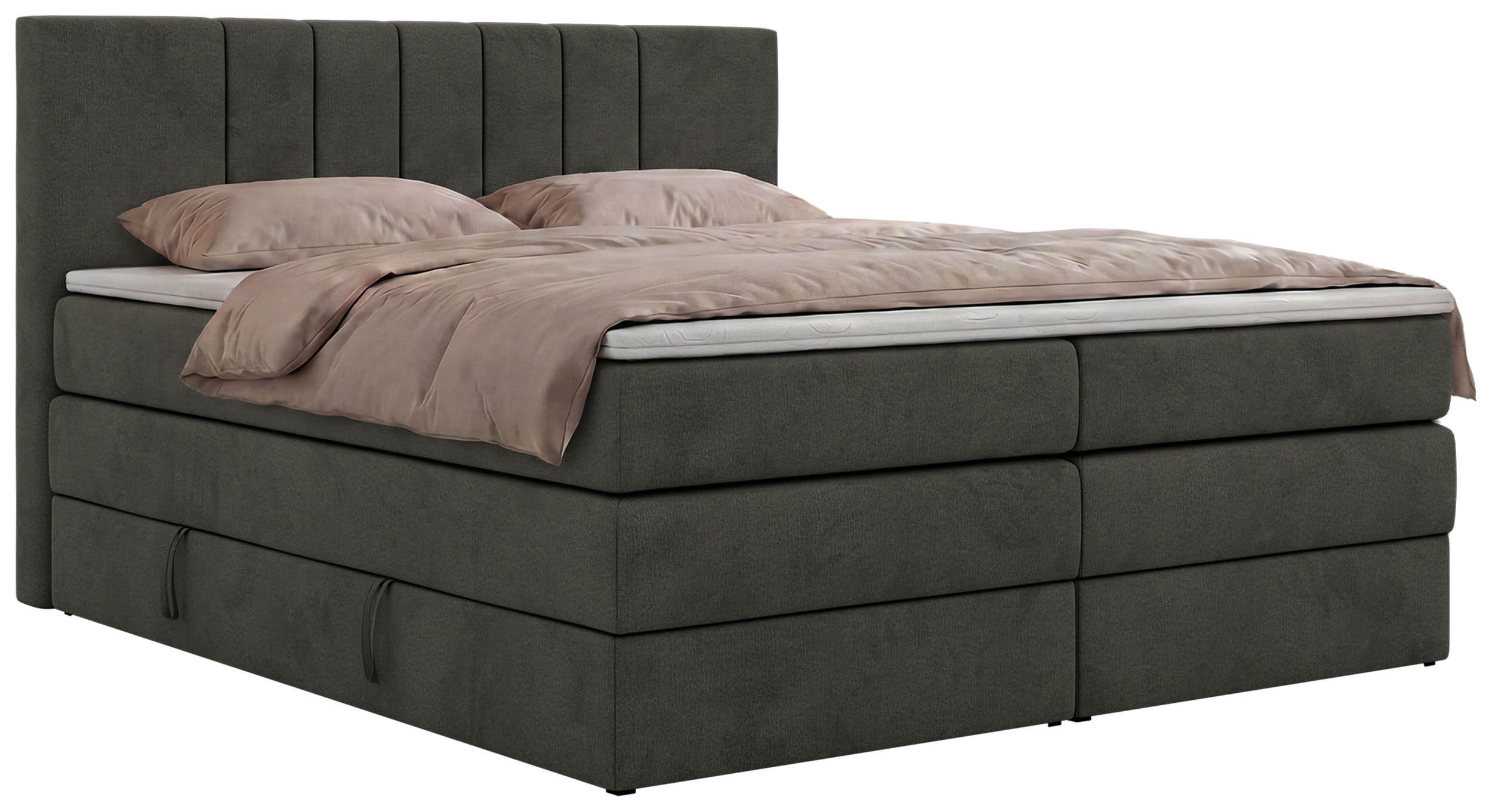 MKS POSTEL BOXSPRING INERO KING 160/200 - Tmavě šedá Samet - Topper T25 - H3