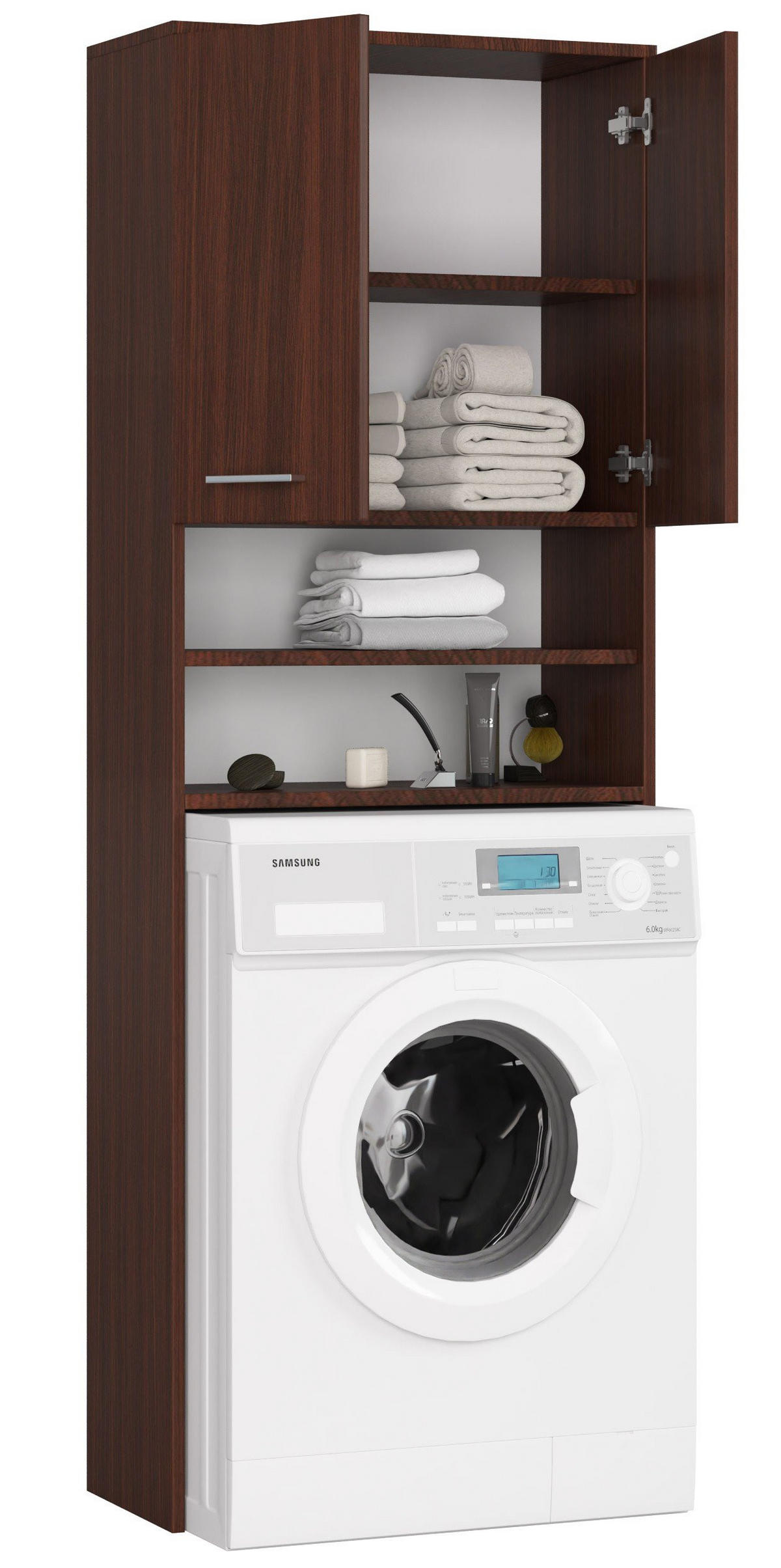 WASCHMASCHINENSCHRANK FIN, Wenge, 64x30x180 cm - Erlefarben, Holz (64/180/30cm) - Milordbikes