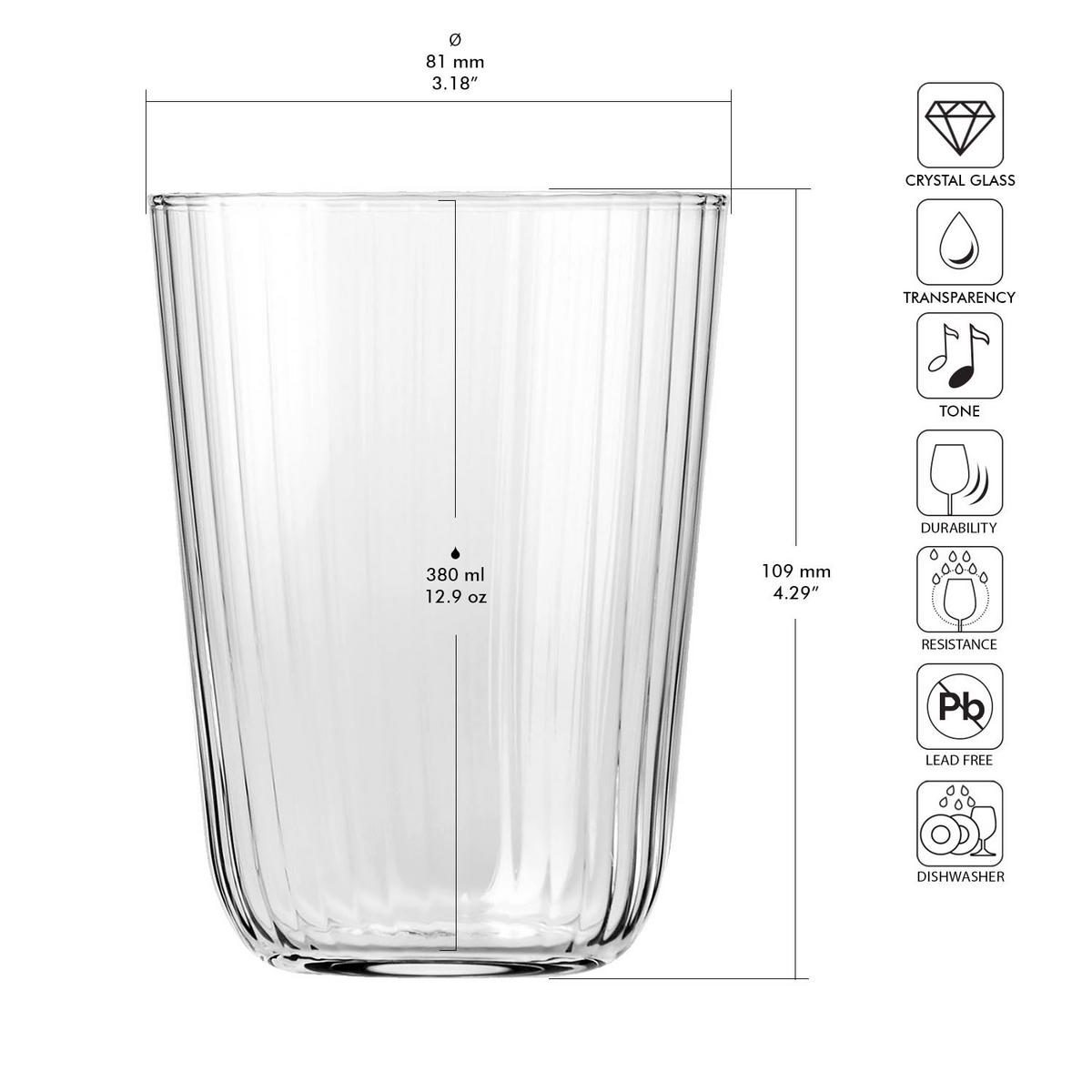 LONGDRINKGLÄSER XNO HIGHBALL OPTIC, 6ER-SET, 380 ML - Transparent, Glas (0.38L) - Krosno Glass