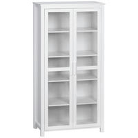 KÜCHENSCHRANK Hochschrank Küchenbuffet mit 2 Glastüren, Weiß 80 x 39,5 x 160 cm - Weiß, Holz (80/160/39.5cm) - HOMCOM