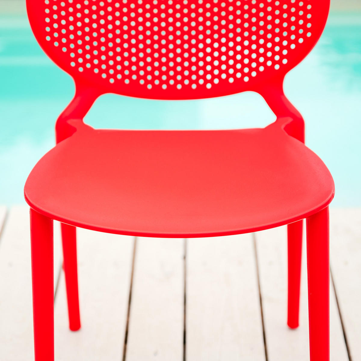 GARTENSTUHL 4er-Set Kunststoff Rot - Rot, Kunststoff (41/77/48cm) - Homestyle4u