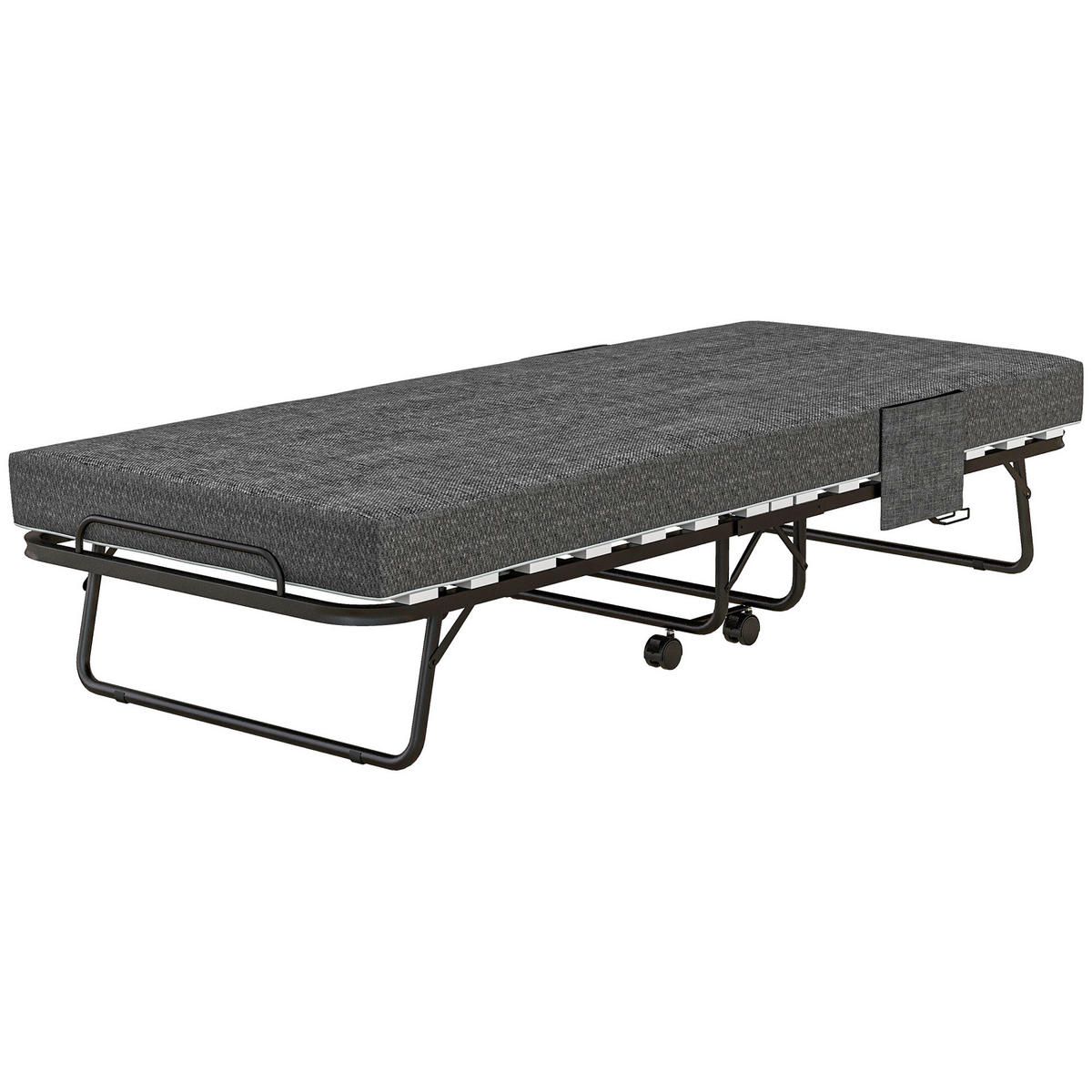 KLAPPBETT 80x190 cm DE-10629 mit Matratze & 4 Rollen Dunkelgrau - Dunkelgrau, Metall (80/190cm) - ComfortXL