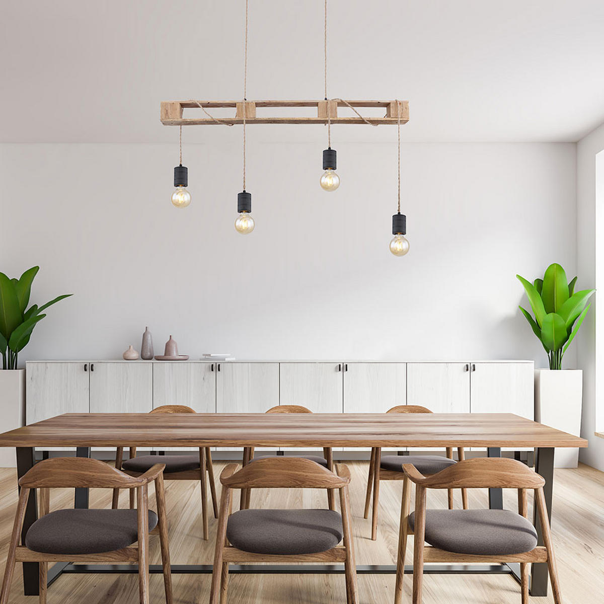 HÄNGELEUCHTE Joelle Holz Braun - Braun, Holz (121/10/120cm) - Globo Lighting