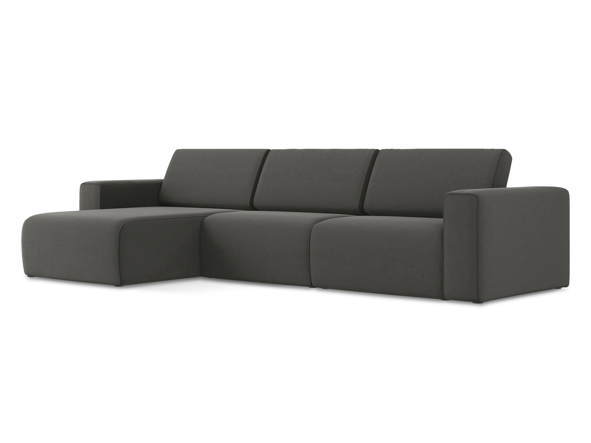 ECKSOFA Links Samt Stoff Grau - Dunkelgrau/Schwarz, Kunststoff/Textil (167/314cm) - Makamii