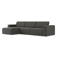 ECKSOFA Links Samt Stoff Grau - Dunkelgrau/Schwarz, Kunststoff/Textil (167/314cm) - Makamii