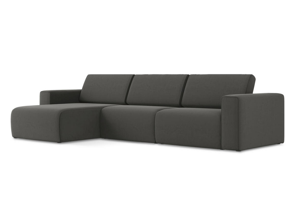 ECKSOFA Links Samt Stoff Grau - Dunkelgrau/Schwarz, Kunststoff/Textil (167/314cm) - Makamii