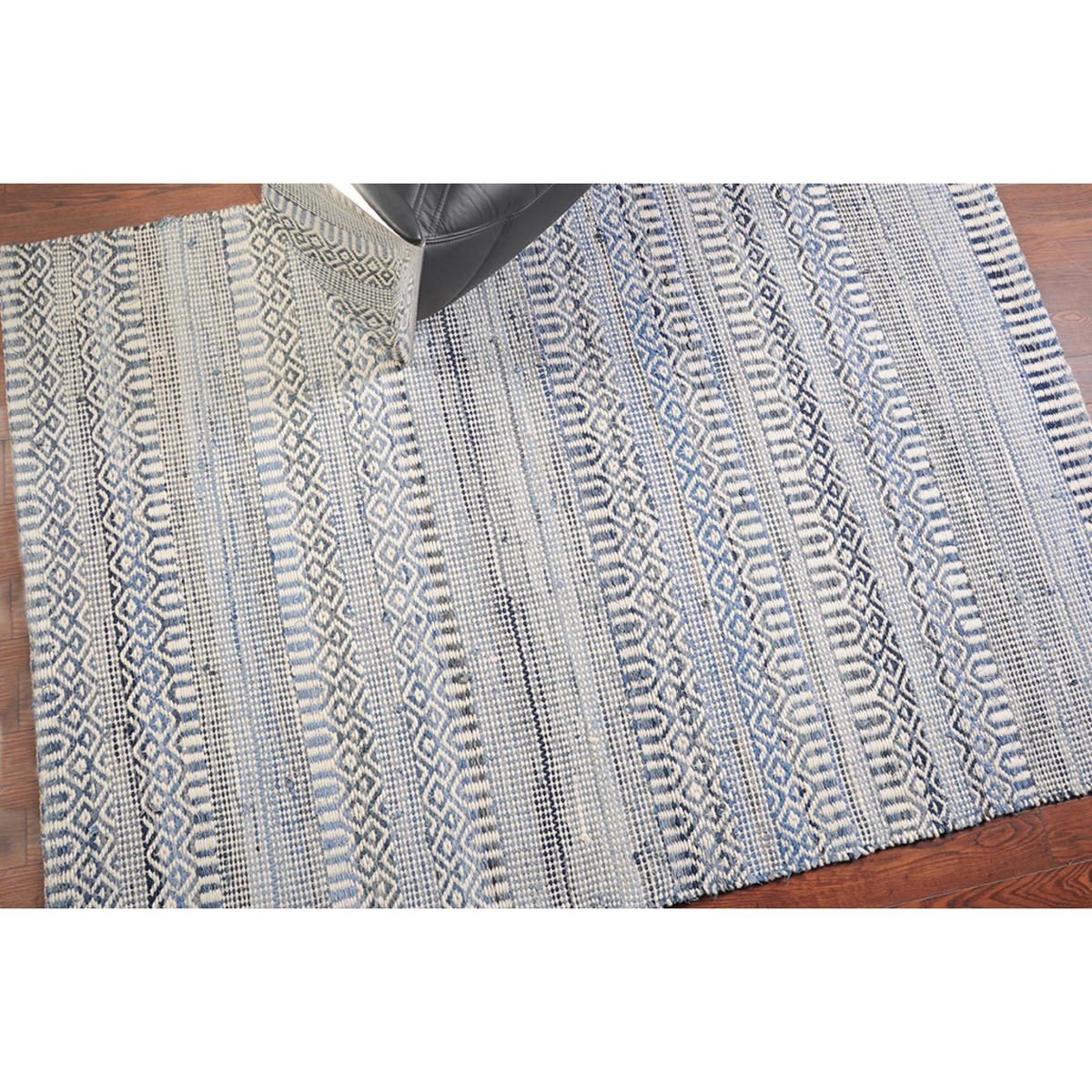TEPPICH Sarah elfenbein/blau 160 x 230 cm - Weiß, Textil (160/230cm) - The Rug Republic
