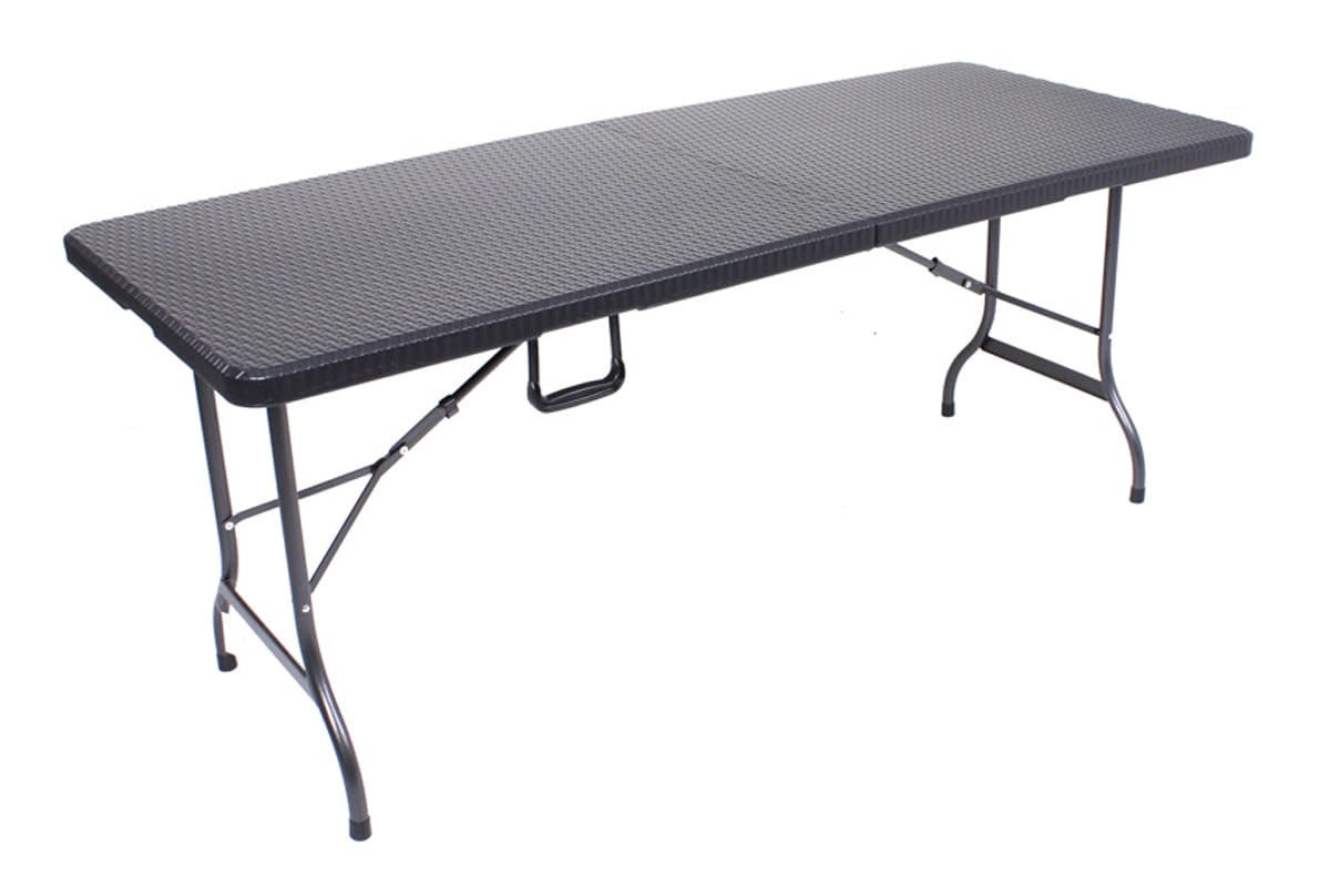 GARTENTISCH Melvin klappbar Rattan-Optik schwarz Klapptisch - Schwarz, Kunststoff (180/74/73cm) - DELUKE