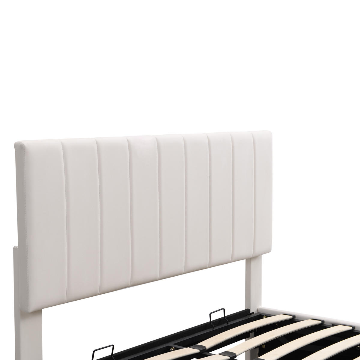 POLSTERBETT 140x200 LED Stauraum Kopfteil Lattenrost Weiß - Weiß, Holzwerkstoff - FLIEKS