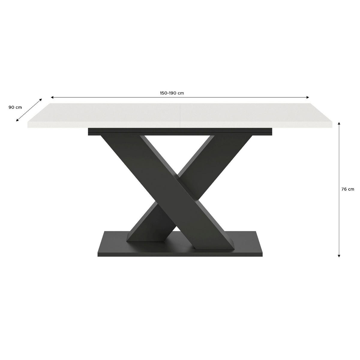 ESSTISCH Motion 90/150/76 cm - Grau, Holzwerkstoff (90/150/76cm) - Xonox