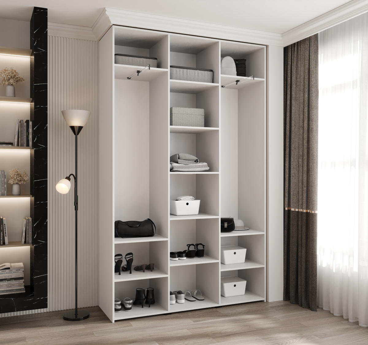 DREHTÜRENSCHRANK 245,5/150/40 3-türig - Goldfarben/Weiß, Holz/Metall (150/245.5/40cm) - Abiks Möbel
