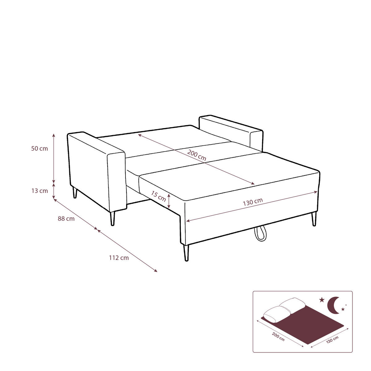 3-SITZER-SOFA EDEL mit Schlaffunktion und Bettkasten, Cordstoff Schwarz - Schwarz, Holz/Textil (165/94/100cm) - NACANAPA