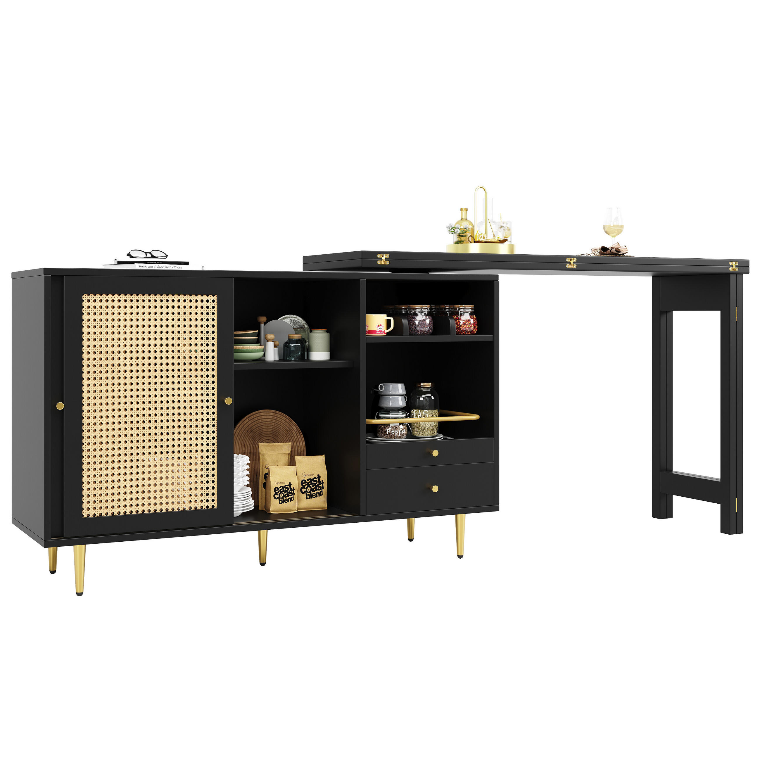 BARTISCH Schwarz 107/40/71,4 cm - Schwarz, Holzwerkstoff (40/76/187cm) - Urban Meuble